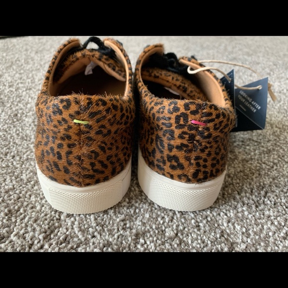 NWT Joules Solena Luxe Fur Ocelot Sneakers - Picture 2 of 5